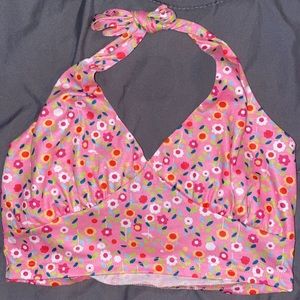 Pink floral halter top
